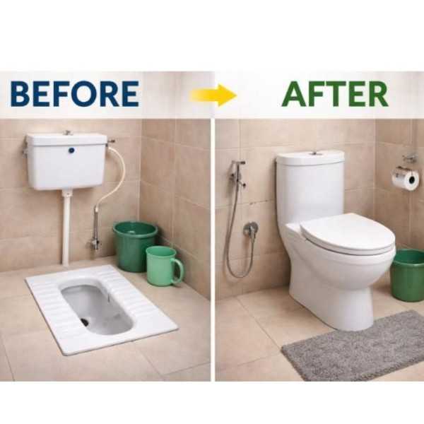 Plumber in pragathinagar-indian to western toilet converter